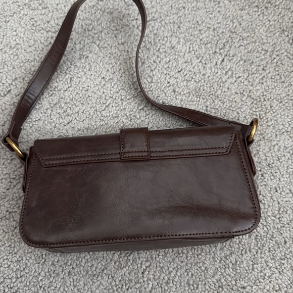 Brandy Melville Brown Leather Shoulder Bag New Without Tags - Picture 2 of 2